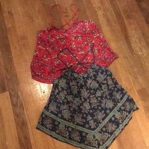 AE American Eagle String Floral Tanks